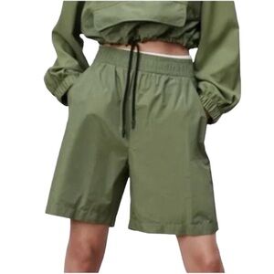 ZARA OLIVE GREEN BERMUDA SHORTS ELASTIC WAIST PULL ON SIZE S NWT